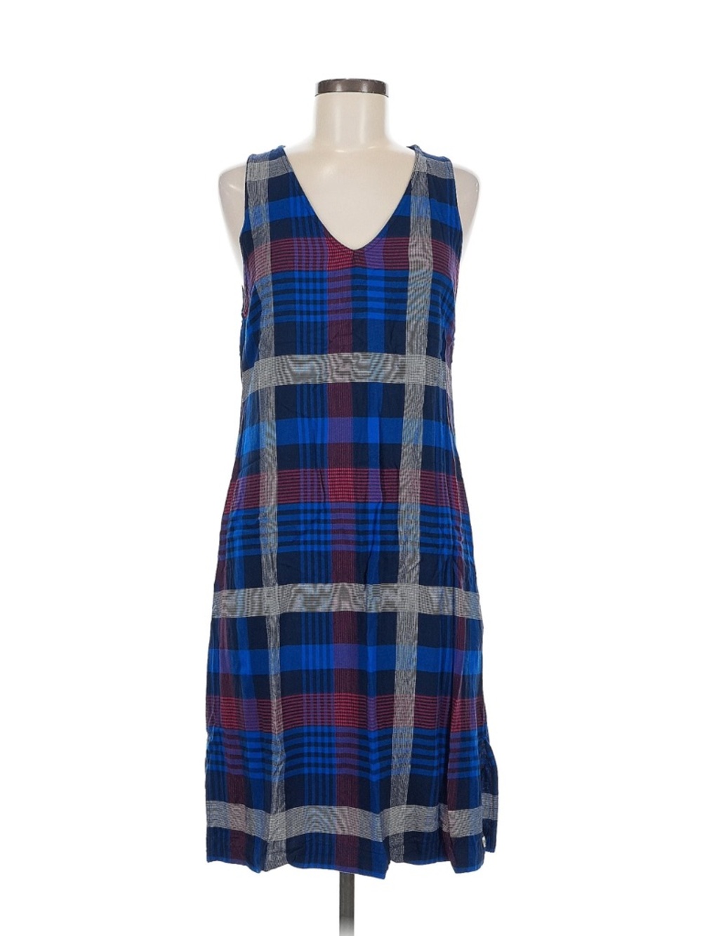 Kavu sleeveless Plaid Dress - Navy, cranberry, blue and white